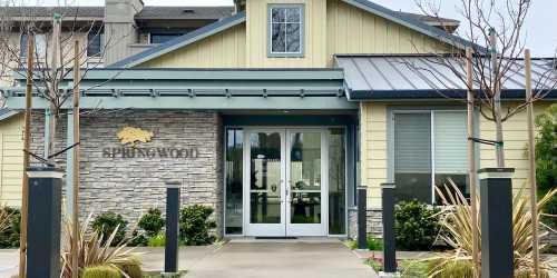 Community entry at Springwood Apartment Homes in Los Altos, California