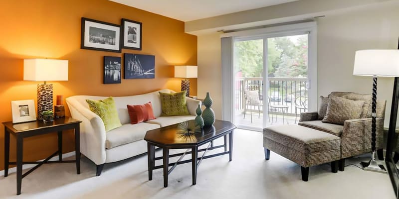 Model living room at Hamilton Springs Apartments in Baltimore, Maryland