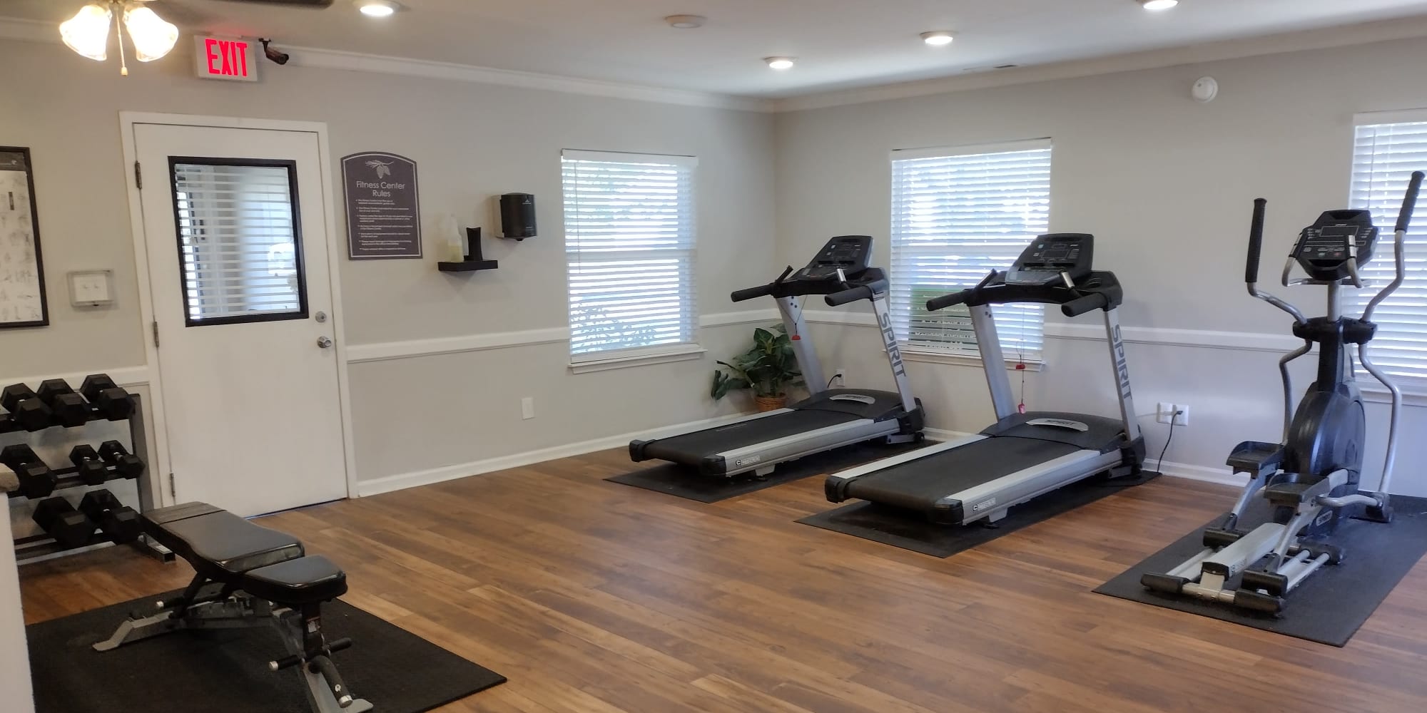 Fitness center at Madison Pines Apartment Homes in Madison, Alabama