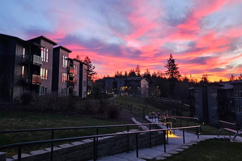 Sunset at Creekside Apartment Homes in Stanwood, Washington 