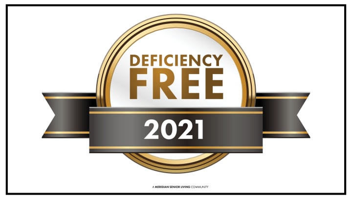Gold and black award ribbon with text that says Deficiency Free 2021