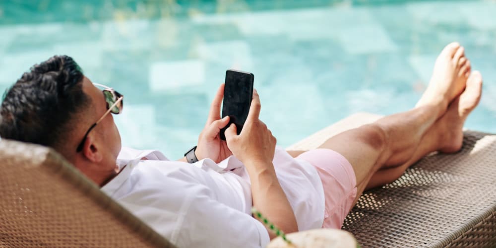 Relaxing by the pool at Tides on Palm in Las Vegas, Nevada