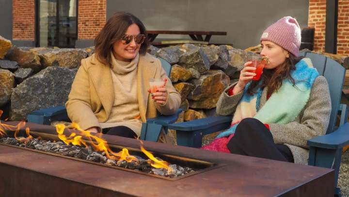 Festive holiday around the fire