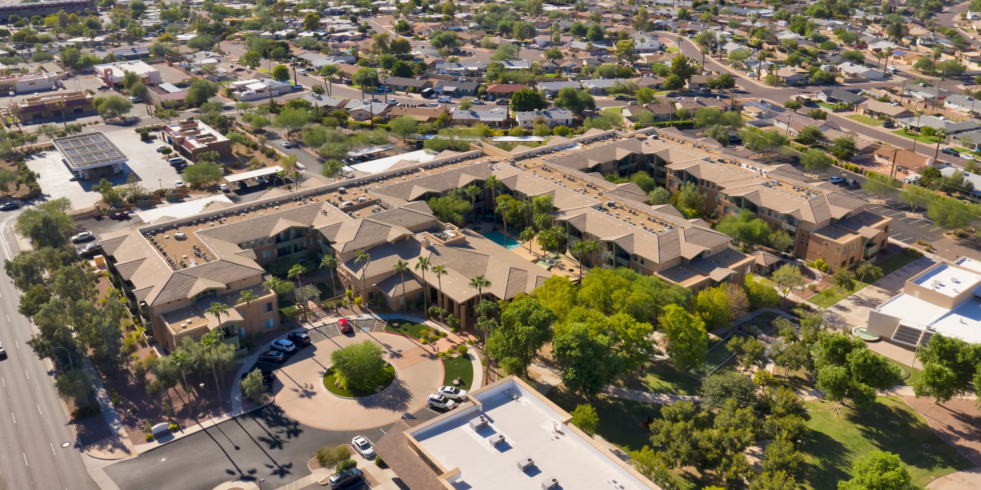 Aerial shot of McDowell Village in Scottsdale, Arizona