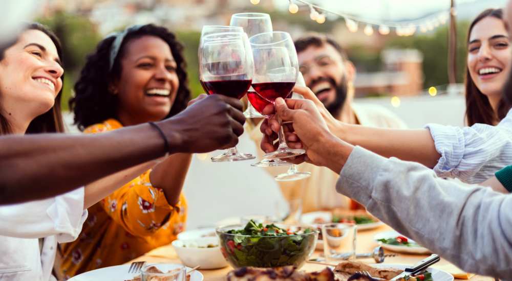 Residents enjoying drinks t near Tower Broadway in Sacramento, California