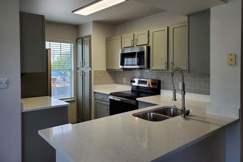 Kitchen area at NOAH Apartments in San Antonio, Texas 
