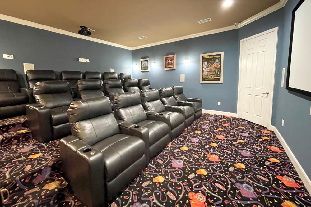 Resident movie theater room at The Abbey at Briar Forest in Houston, Texas