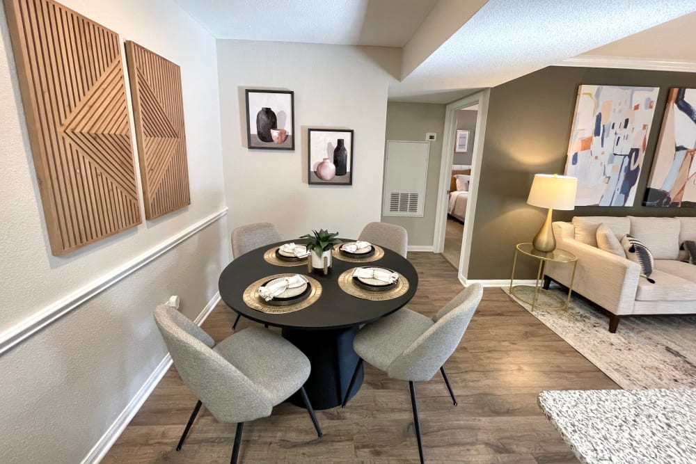Dining nook in a model apartment at The Abbey at Willowbrook in Houston, TX