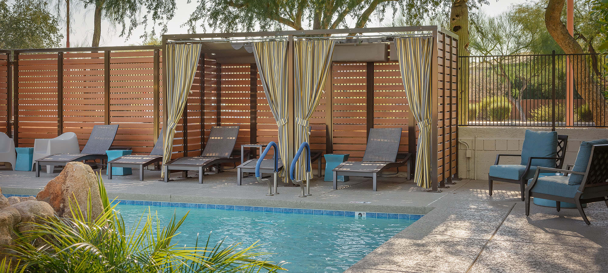 Poolside cabanas at The Regents at Scottsdale in Scottsdale, Arizona