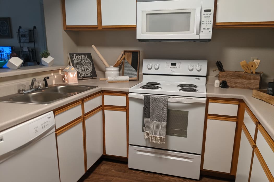 Fully equipped kitchen at Crown Chase Apartments in Wichita, Kansas