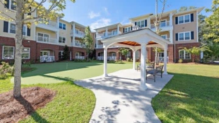 A courtyard at a Harmony community