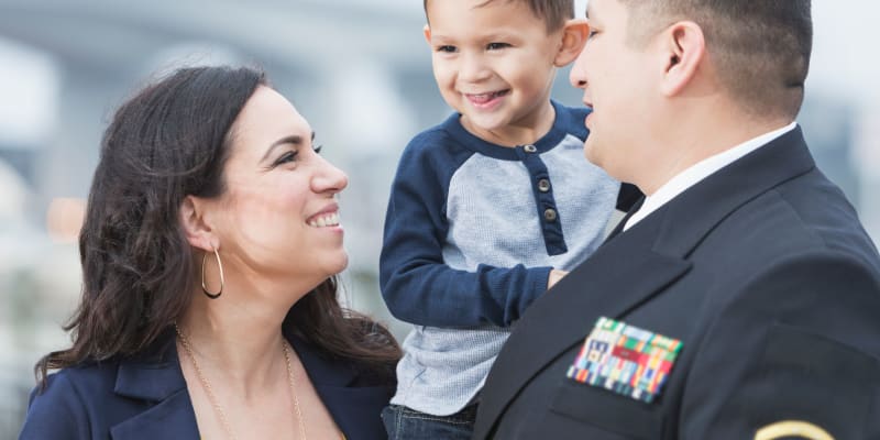 A military family standing outside at Wire Mountain II in Oceanside, California