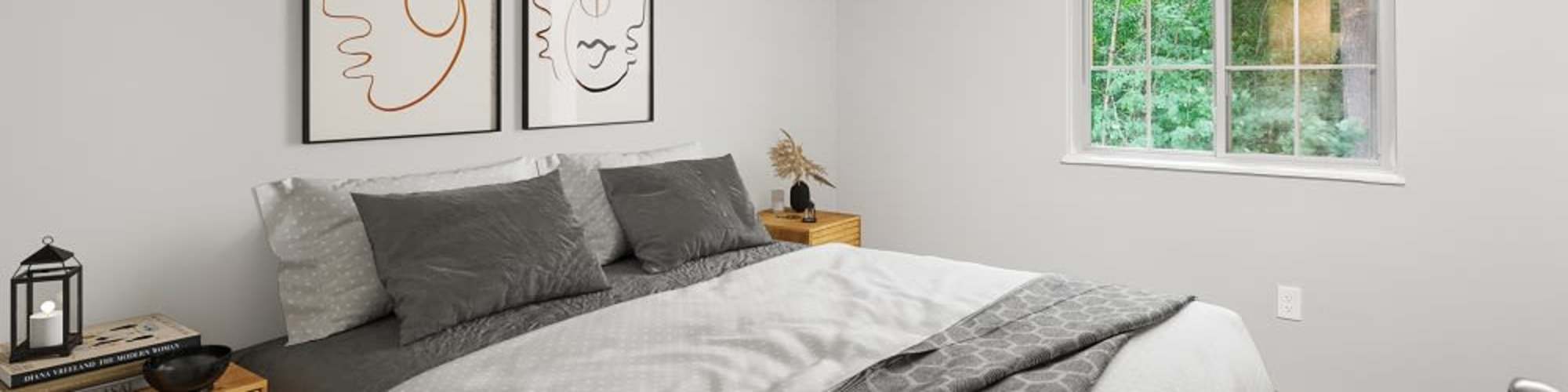 Bedroom at Evergreen Park Townhomes and Apartments in Lansing, Michigan