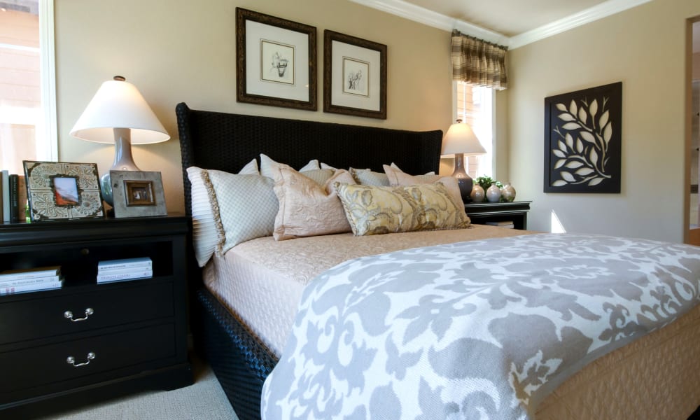 A comfortable bed at Victoria Park Personal Care Community in Regina, Saskatchewan