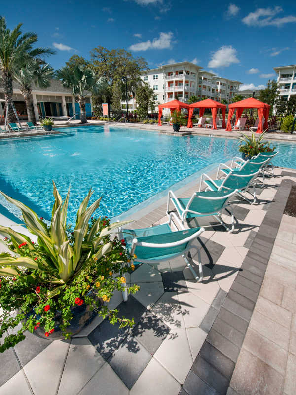 Luxury pool with sundeck at Solaris Key in Clearwater, Florida