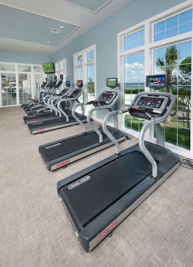 Treadmills in fitness center at Solaris Key in Clearwater, Florida