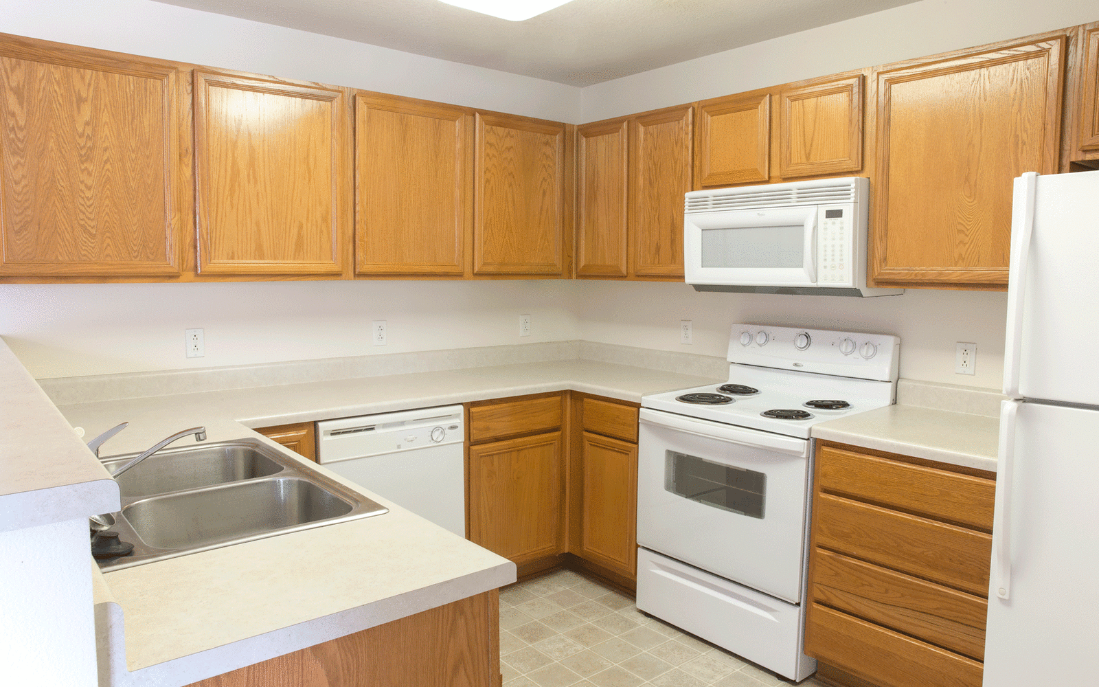 Three bedroom apartment kitchen at West Towne in Ames, Iowa