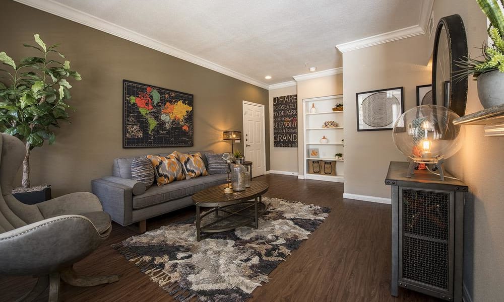 Mood lighting in living room at Greenbriar Park in Houston, Texas