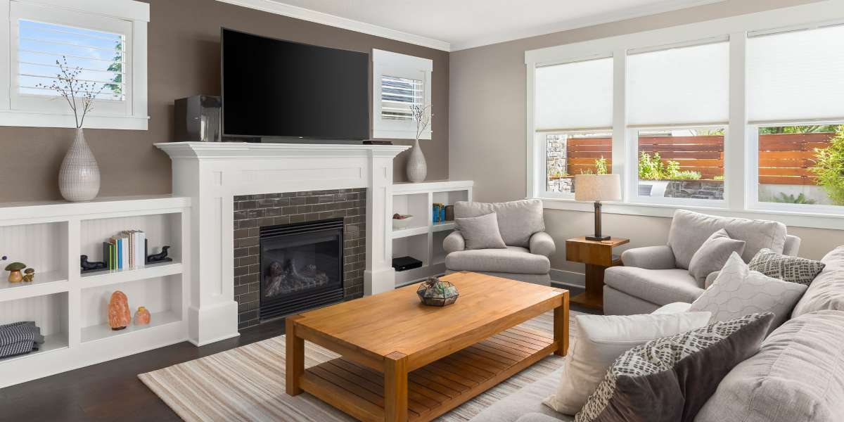 Modern, furnished living room with classy furniture at Landings at East Pointe in Fort Myers, Florida