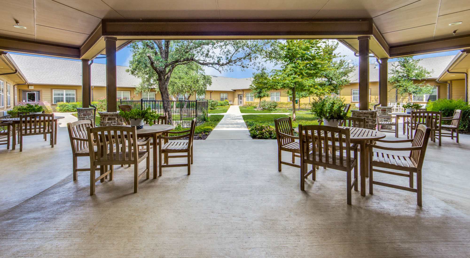Outdoor Seating Area at The Landing at Stone Oak Memory Care in San Antonio, Texas