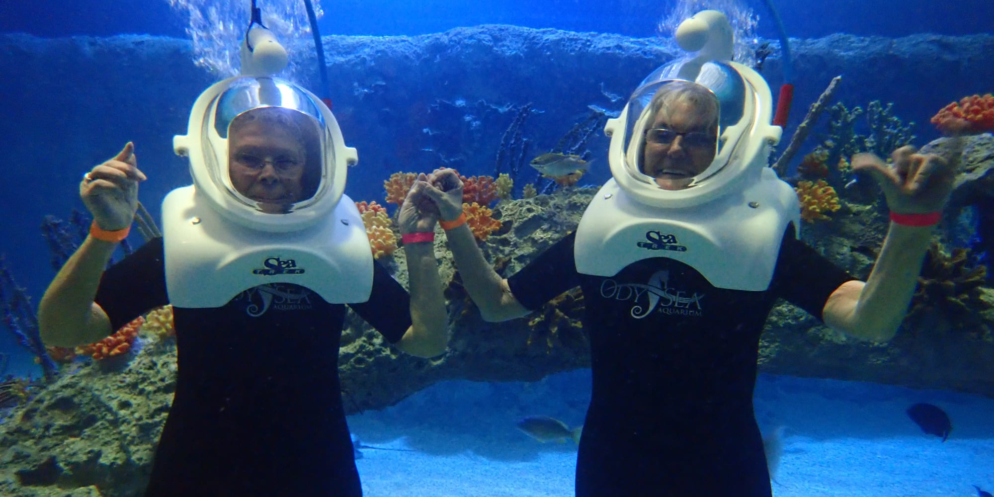 Two resident from Glenmoore Gracious Retirement Living in Happy Valley, Oregon scuba diving