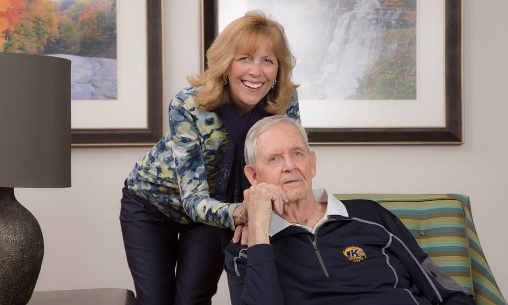 Two seniors smiling at Maplewood at Stony Hill in Bethel, Connecticut