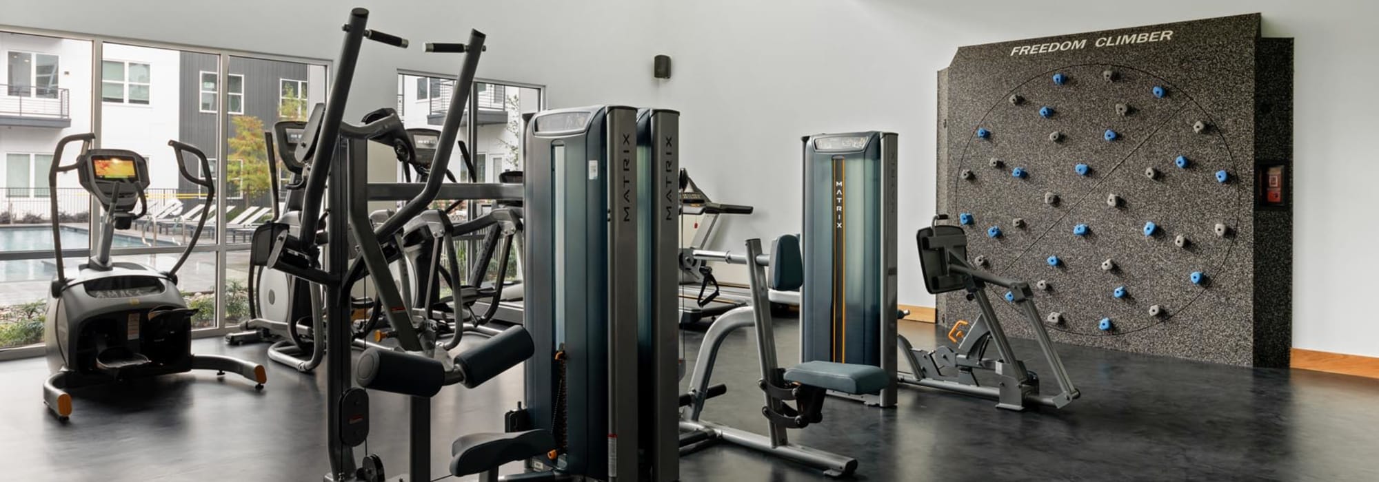 Fitness center with a bouldering station at 4600 Ross in Dallas, Texas