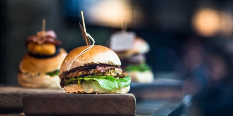 A burger at a restaurant near Chesterton in San Diego, California