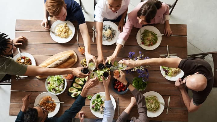 friends at a dinner party