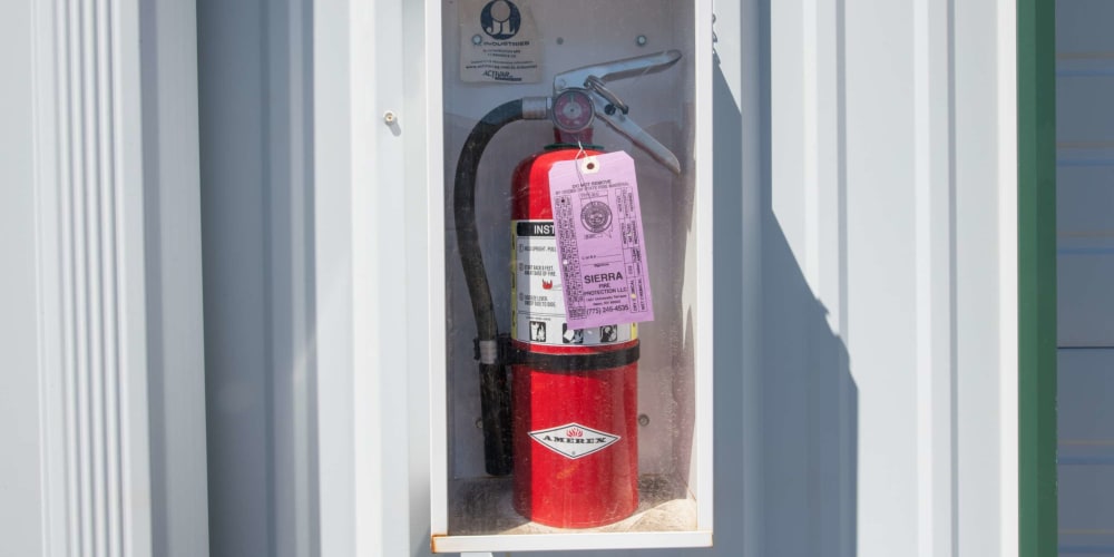 Conveniently located fire extinguishers at Sierra Boat and RV Storage in Carson City, Nevada