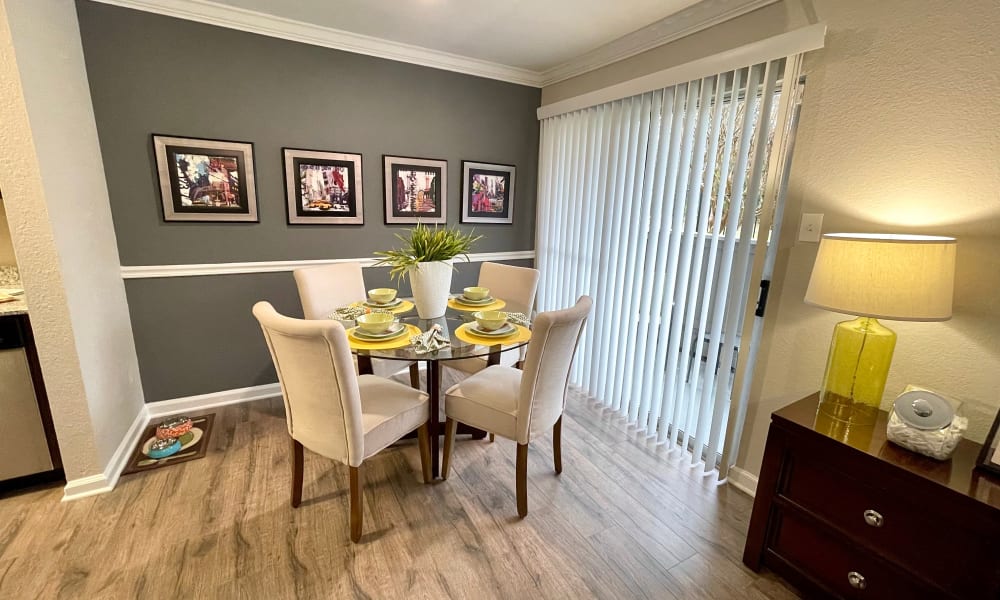 Dining nook in a model apartment at The Abbey at Champions in Houston, Texas