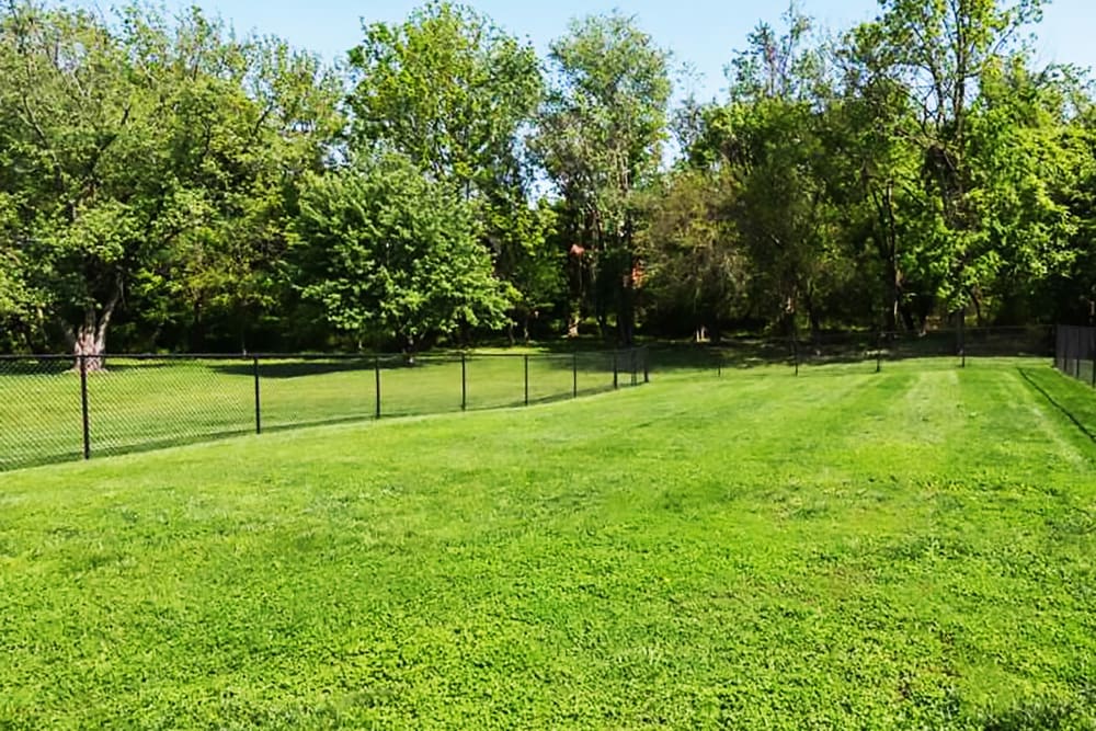 Fenced dog park at Hampton Manor Apartments and Townhomes in Cockeysville, Maryland