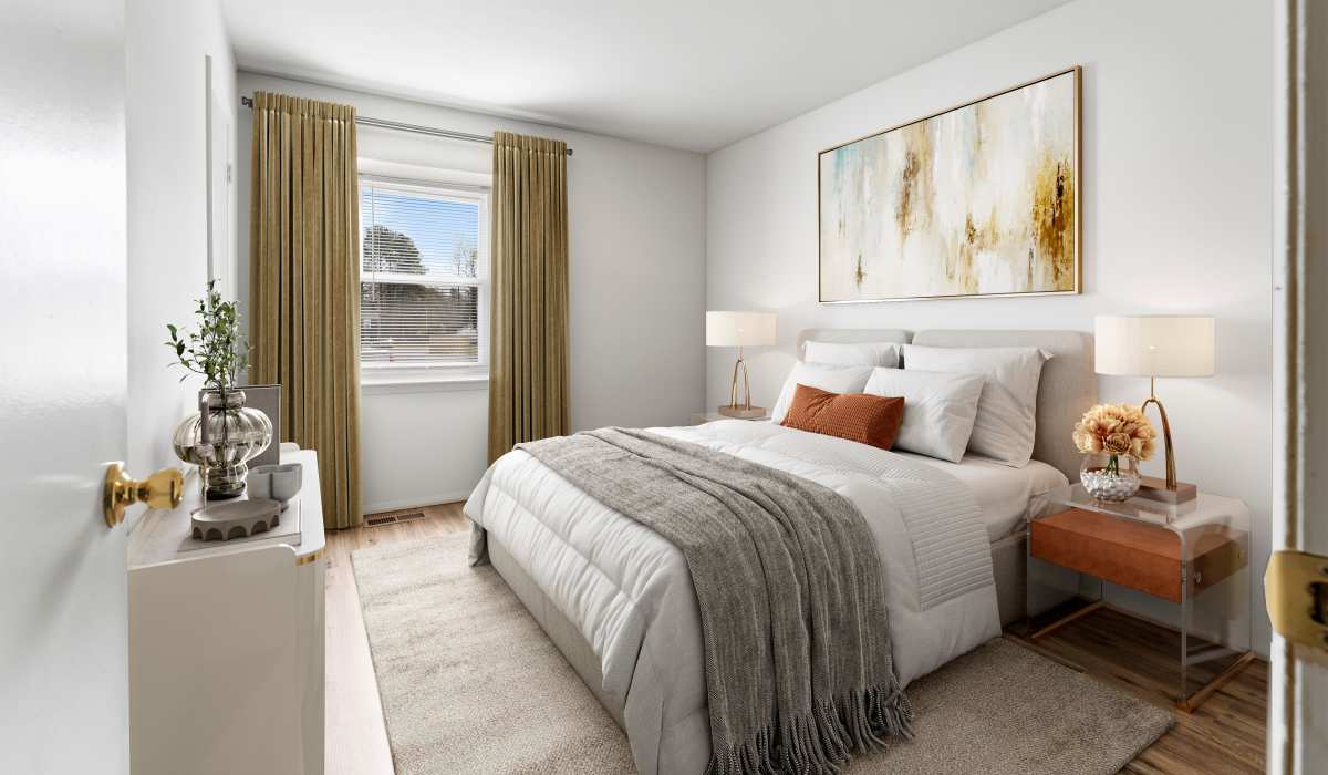 cozy bedroom at Misty Pines Apartments in Ashland, Virginia