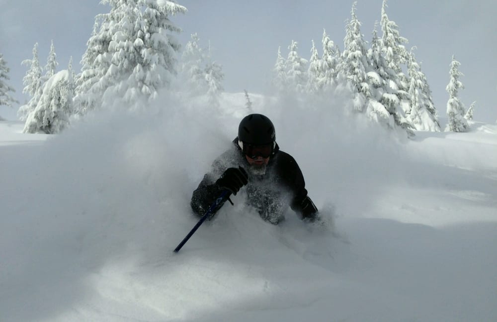 Scott Neil, Executive Director at Touchmark at Mount Bachelor Village in Bend, Oregon, skiing at Mt. Bachelor