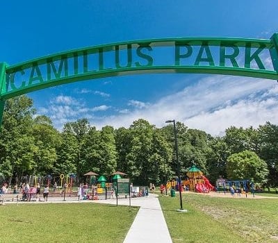 Entrance to Camillus Park in Camillus, New York near Canal Crossing