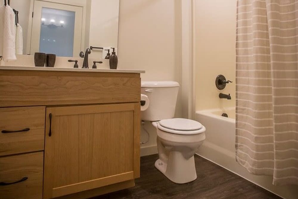 Model bathroom at Creekside Apartment Homes in Stanwood, Washington