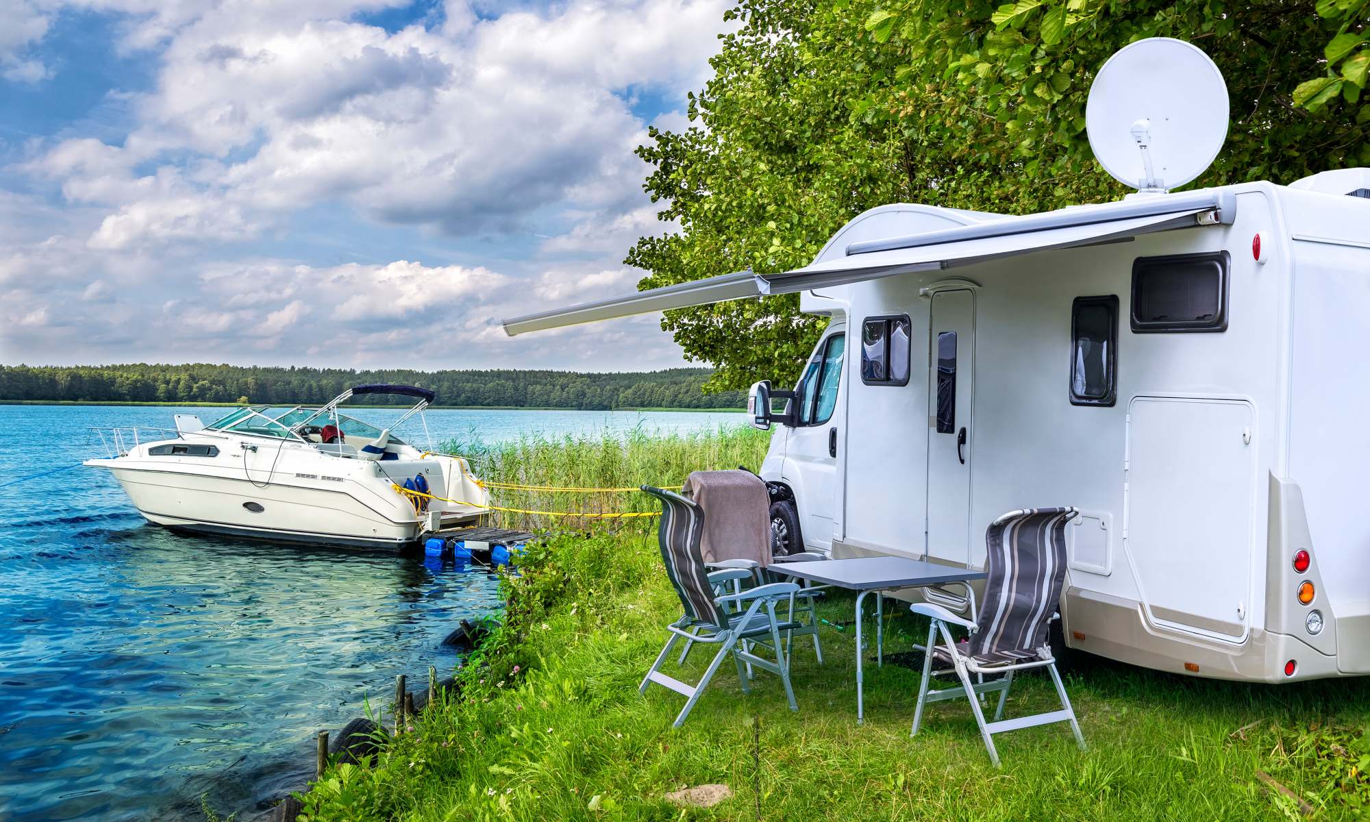 Open-air RV and boat parking behind secure gate at Citizen Storage Holly Road, Grand Blanc in Grand Blanc, Michigan at Citizen Storage