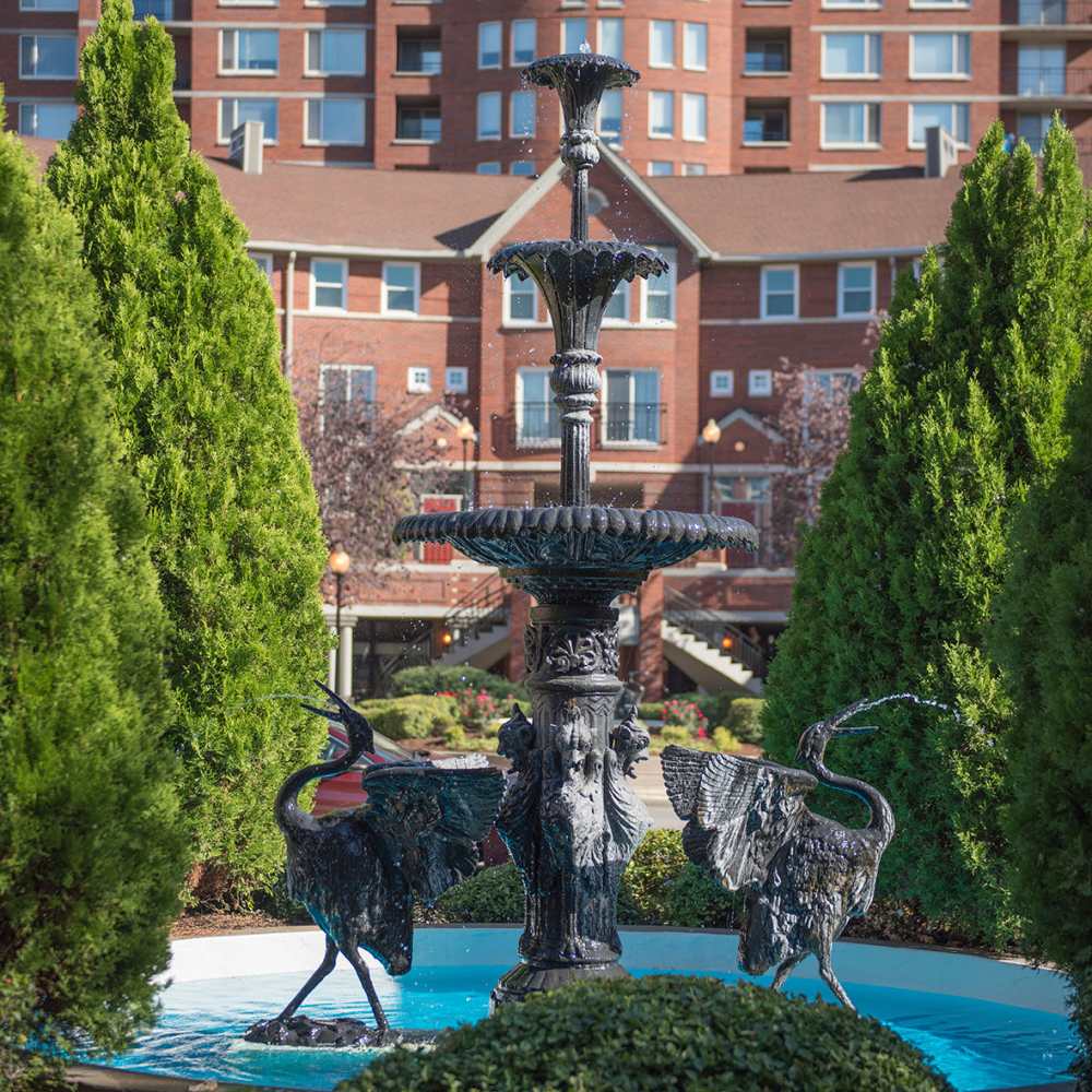 Fountain outside the entrance at Crescent Centre Apartments & Townhomes in Louisville, Kentucky