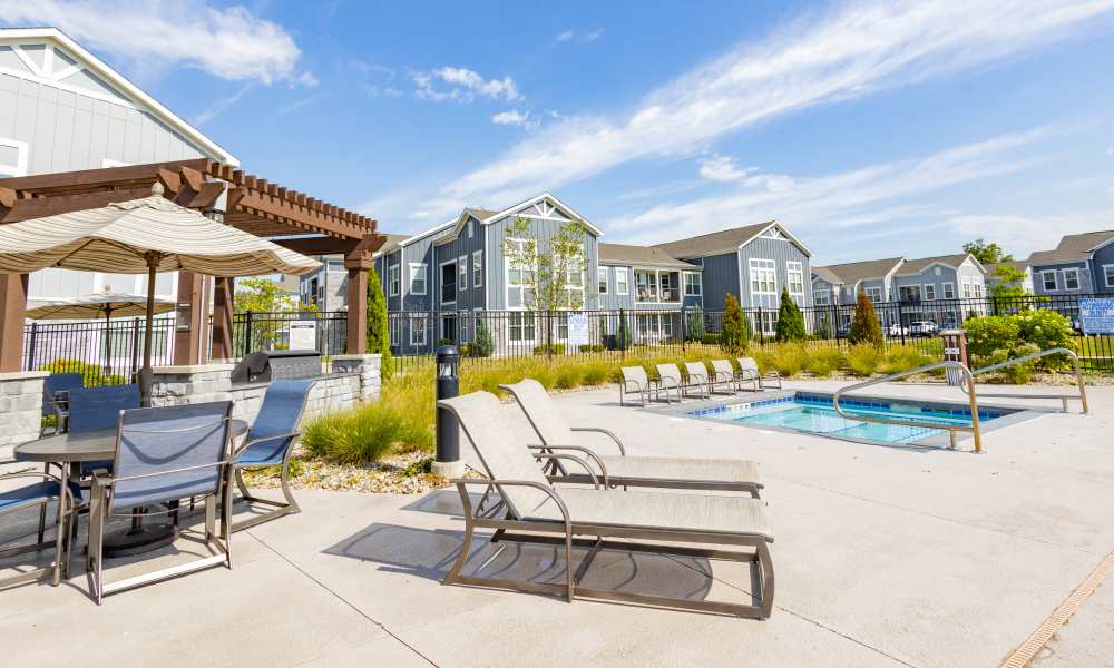 Aerial view of the pool Villas On Fir in Granger, Indiana