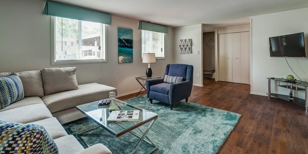 Bright and roomy living space in model townhome at Avalon Townhomes in Hampton, VA