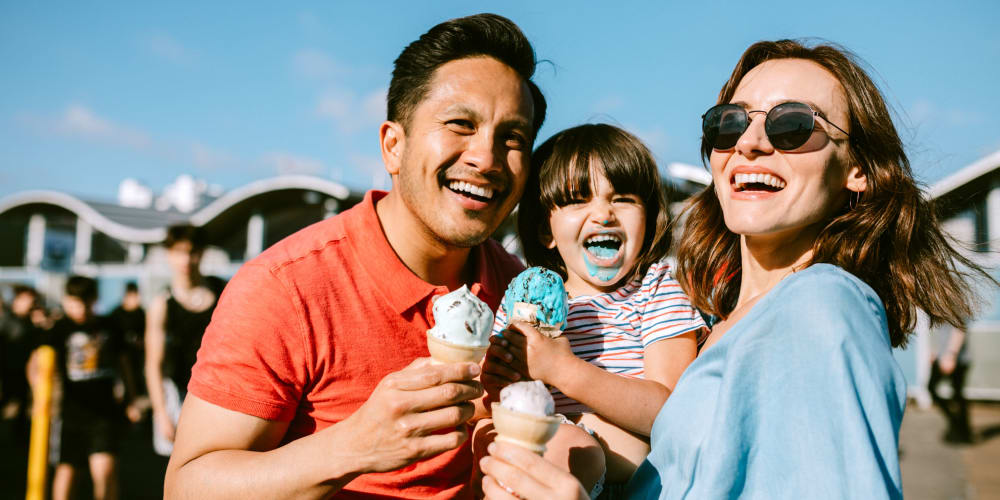 Family out for ice cream near Quantum Lake Villas Apartments in Boynton Beach, Florida