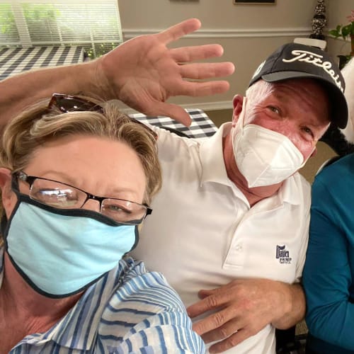 2 Masked caretakers at Canoe Brook Assisted Living in Ardmore, Oklahoma