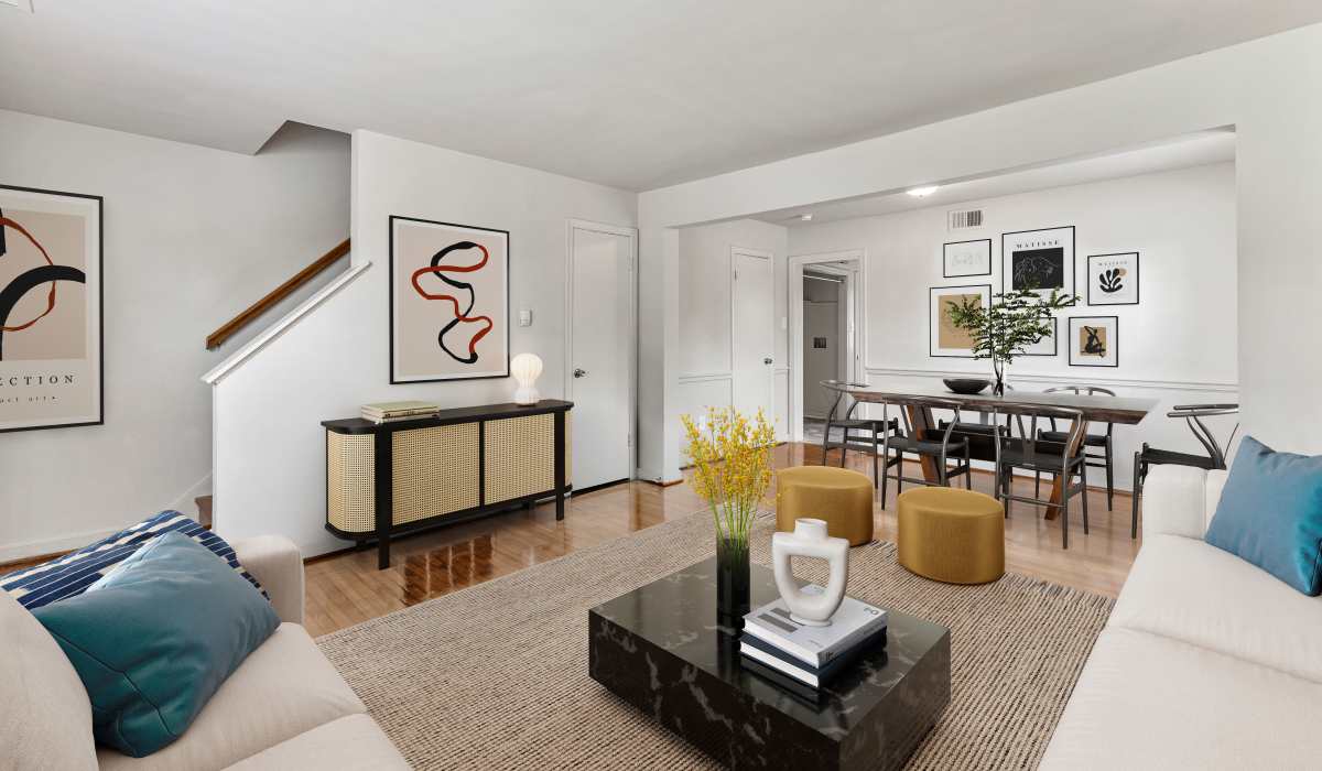 model living and dining room at Landmark at Tuckahoe in Henrico, Virginia
