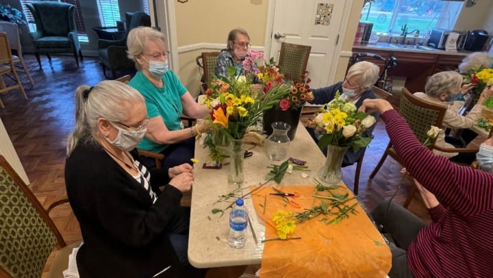 Flower arranging at Residences of Eastern Star Masonic Retirement Campus