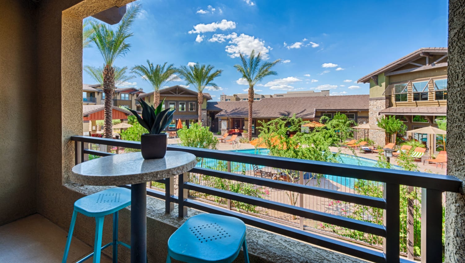 Private balcony at One North Scottsdale Apartments in Scottsdale, Arizona