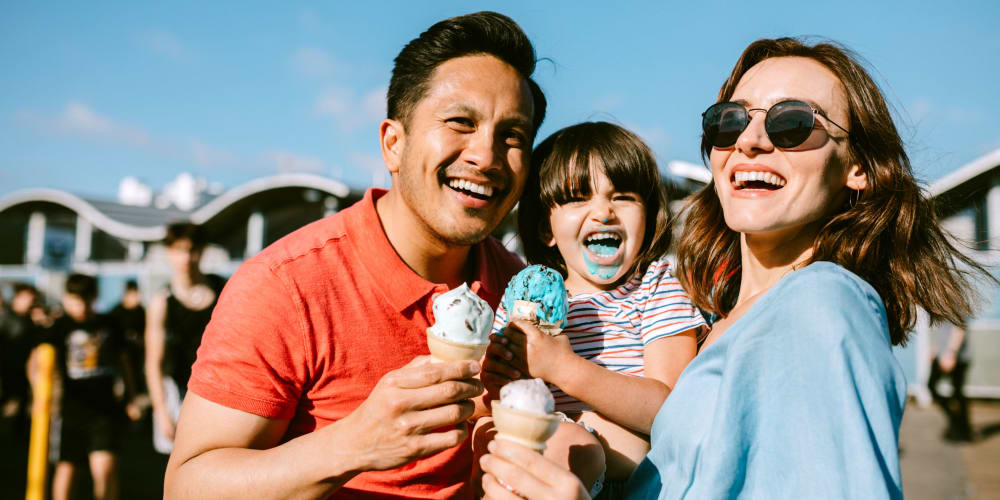 Family out for ice cream near Highland Groves at Morrison Ranch Apartments in Gilbert, Arizona