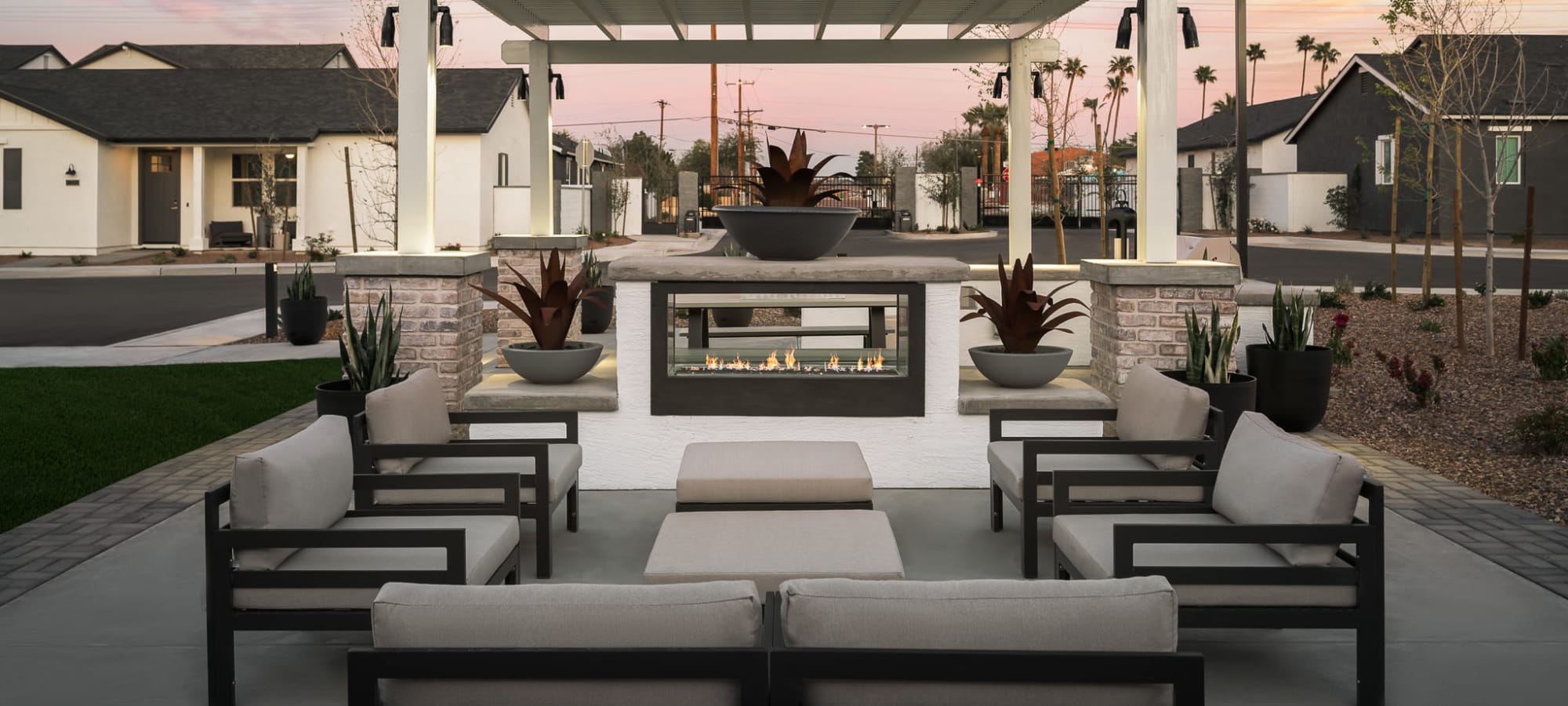 Luxury community seating area at Cyrene at South Mountain in Phoenix, Arizona