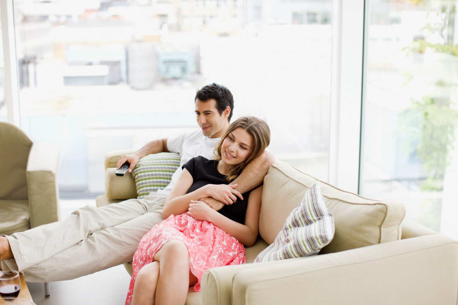 A Resident couple seated together on a couch at North Garden Place in Antwerp, Ohio