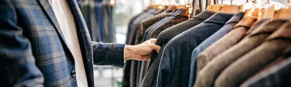 Clothes on racks at a downtown boutique near Blanton Commons in Beaverton, Oregon
