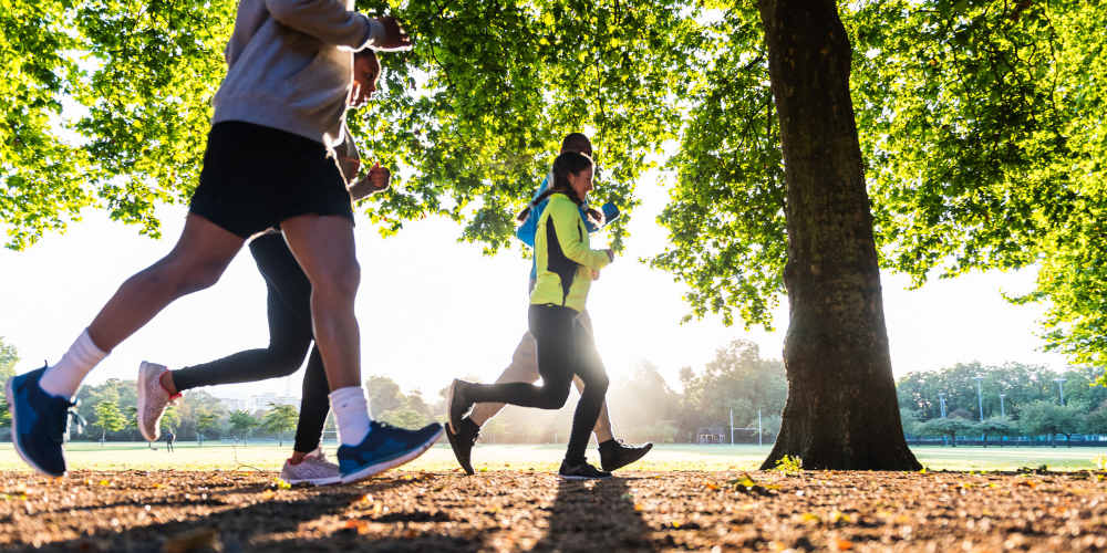 Resident jogging in a park near Desert Meadows in Lancaster, California